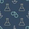 Set line Psilocybin mushroom, Test tube and flask and Handcuffs on seamless pattern. Vector