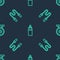Set line Punching bag, Jump rope and Gong on seamless pattern. Vector