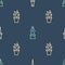 Set line Push pin, Plant pot and Fountain pen nib on seamless pattern. Vector