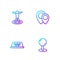 Set line Push pin, Taxi car roof, Location with person and . Gradient color icons. Vector