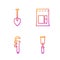 Set line Putty knife, Calliper or caliper and scale, Shovel and Cement bag. Gradient color icons. Vector