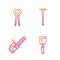 Set line Putty knife, Chainsaw, Pincers and pliers and Metallic nail. Gradient color icons. Vector