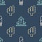 Set line Quiver with arrows, Cactus and Church building on seamless pattern. Vector