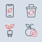Set line Recycle bin, Electric saving plug leaf, Apple and Mobile phone with icon. Vector