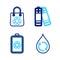 Set line Recycle clean aqua, Battery with recycle, and Shopping bag icon. Vector