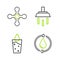 Set line Recycle clean aqua, Glass with water, Shower and Water tap icon. Vector
