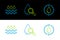 Set line Recycle clean aqua, Wave with water drop and Drop and magnifying glass icon. Vector