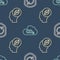 Set line Recycle symbol inside shield, Human head with leaf inside and CO2 emissions in cloud on seamless pattern