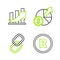 Set line Registered Trademark, Chain link, Money and diagram graph and Financial growth coin icon. Vector