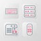 Set line Remote control, Coffee machine, Server, Data, Web Hosting and Keyboard icon. Vector