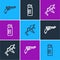 Set line Revolver gun, MP9I submachine and Weapons oil bottle icon. Vector