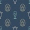 Set line Ringing bell, Easter egg and Wine glass on seamless pattern. Vector