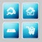 Set line Rising cost of housing, House with check mark, plan and Shopping cart house icon. Vector