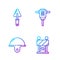 Set line Road barrier, Worker safety helmet, Trowel and Electric rotary hammer drill. Gradient color icons. Vector