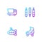 Set line Roller skate, Submarine toy, Toy truck and Marker pen. Gradient color icons. Vector