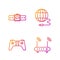 Set line Router and wi-fi signal, Gamepad, Smartwatch and Social network. Gradient color icons. Vector