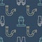 Set line Rubber gloves, Industry metallic pipe and Fire hydrant on seamless pattern. Vector
