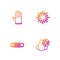 Set line Runny nose and virus, Medical protective mask, rubber gloves and Virus. Gradient color icons. Vector
