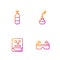 Set line Safety goggle glasses, Chemistry book, Propane gas tank and Test tube and flask. Gradient color icons. Vector