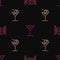 Set line Saloon door, Cocktail and Martini glass on seamless pattern. Vector