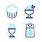 Set line Salt, Ice cream in bowl, and Cupcake icon. Vector