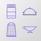 Set line Sauce boat, Grater, Covered with tray of food and Open matchbox and matches icon. Vector