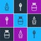 Set line Sauce bottle, Propane gas tank and Burning match with fire icon. Vector