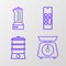 Set line Scales, Double boiler, Remote control and Blender icon. Vector