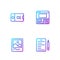 Set line Scenario, Photo frame, and video shooting and Video recorder on laptop. Gradient color icons. Vector