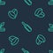 Set line Scoop flour, Coffee beans and Sprout on seamless pattern. Vector