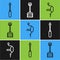 Set line Screwdriver, Hand drill and Snow shovel icon. Vector