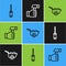 Set line Screwdriver, Wheelbarrow and Hammer icon. Vector