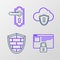 Set line Secure your site with HTTPS, SSL, Shield cyber security brick wall, Cloud and shield and Door handle icon