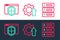 Set line Server, Data, Web Hosting, Browser with shield and Arrow growth gear icon. Vector