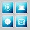 Set line Shield and dollar, Laptop with resume, Target and Mail e-mail icon. Vector