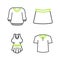 Set line Shirt, Undershirt, Skirt and Sweater icon. Vector