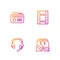 Set line Short or pants, Headphones, Radio with antenna and Play Video. Gradient color icons. Vector