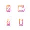 Set line Shot glass, Whiskey bottle, Beer can and Glass of whiskey. Gradient color icons. Vector
