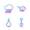 Set line Shovel, Onion, Cloud with rain and Wheelbarrow with dirt. Gradient color icons. Vector