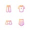Set line Skirt, Men underpants, Pants and T-shirt. Gradient color icons. Vector