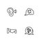 Set line Sleepy, Bed, Earplugs and ear and Dreams icon. Vector