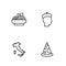 Set line Slice of pizza, Map Italy, Pasta spaghetti and French man icon. Vector