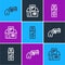 Set line Small gun revolver, Pepper spray and Hunting shop weapon icon. Vector