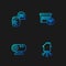 Set line Smart home, Web camera, Voice assistant and garage. Gradient color icons. Vector