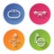 Set line Smartwatch, Drone flying, UAV Drone and Social network. Color circle button. Vector