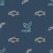 Set line Snake, Puffer fish and Cigarette on seamless pattern. Vector
