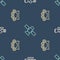 Set line Sniper optical sight, Brass knuckles and Satellite on seamless pattern. Vector