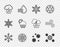 Set line Snowflake, Cloud with rain and lightning, snow sun, and Wind icon. Vector