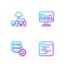 Set line Software, Server and gear, Computer network and Monitor with graph chart. Gradient color icons. Vector