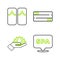 Set line Spa salon, Lotus flower, Towel stack and Flip flops icon. Vector